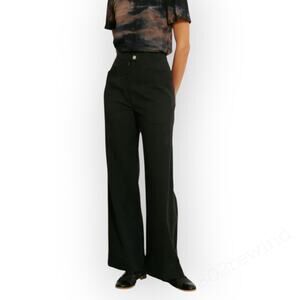 Sz 3 / Large Raquel Allegra Lynn Pant Black Soft Tencel Twill WideLeg HighWaist